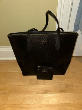 kate spade Black Glitter Tote and matching wallet